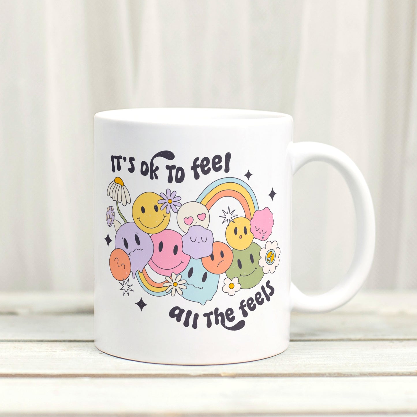 It's Okay to Feel All the Feels - Retro Mental Health Inspired Mug