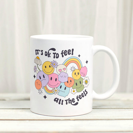 It's Okay to Feel All the Feels - Retro Mental Health Inspired Mug