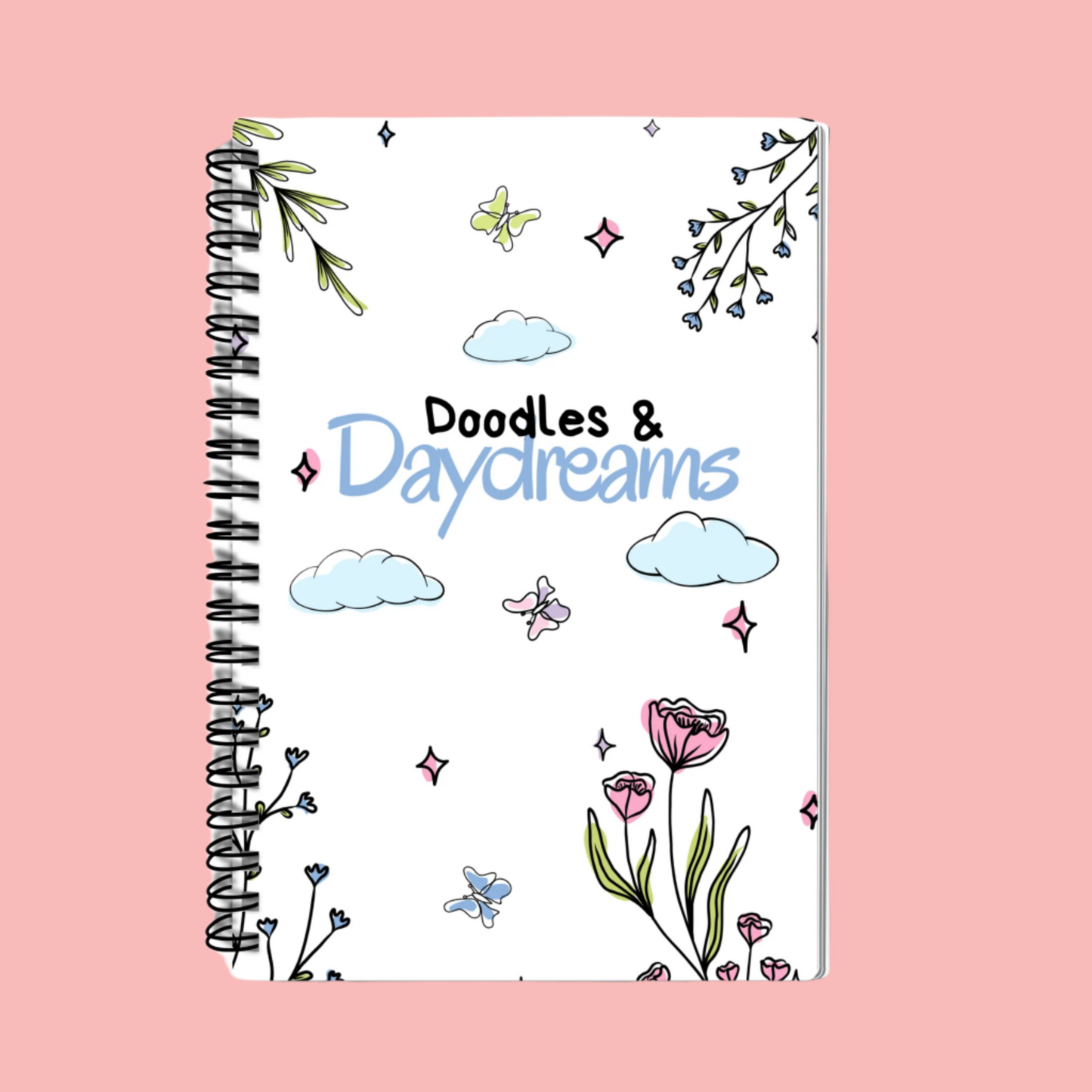 A5 Size Doodles & Daydreams Notebook - Cute, Playful, Spiral Bound