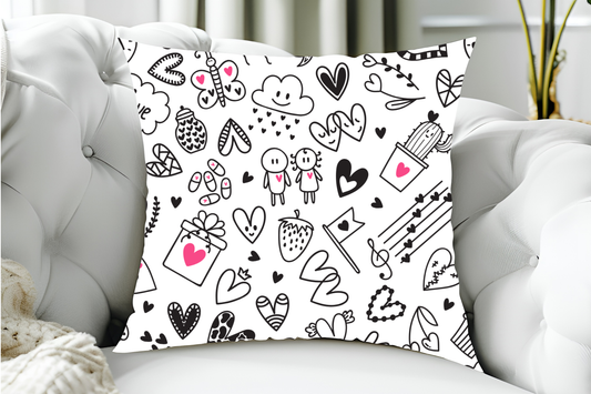 40x40cm Cute Love Doodle Cushion