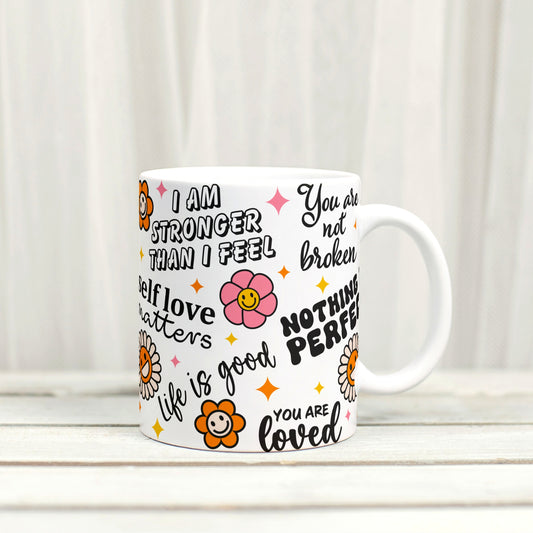 Mental Health Affirmations - Retro Mental Health Inspired Mug