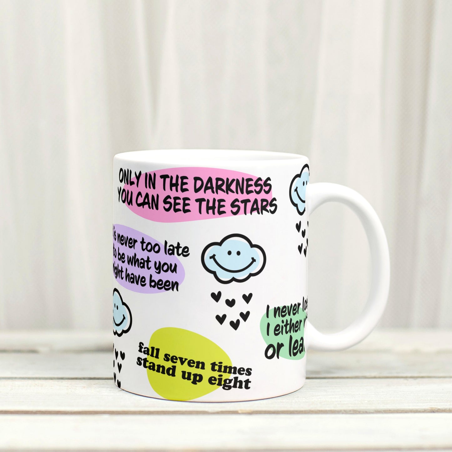 Never Give Up Affirmations - Retro Mental Health Inspired Mug