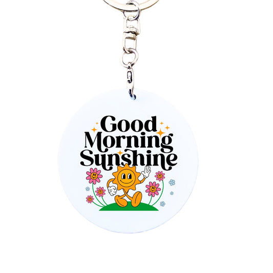 Good Morning Sunshine- Cute Characters Retro Mental Health Inspired Keyring