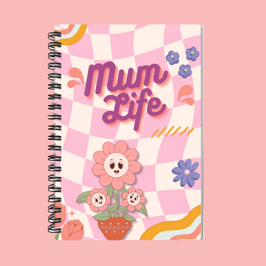 A5 Mum Life Notebook. Retro, Colourful, Spiral Bound