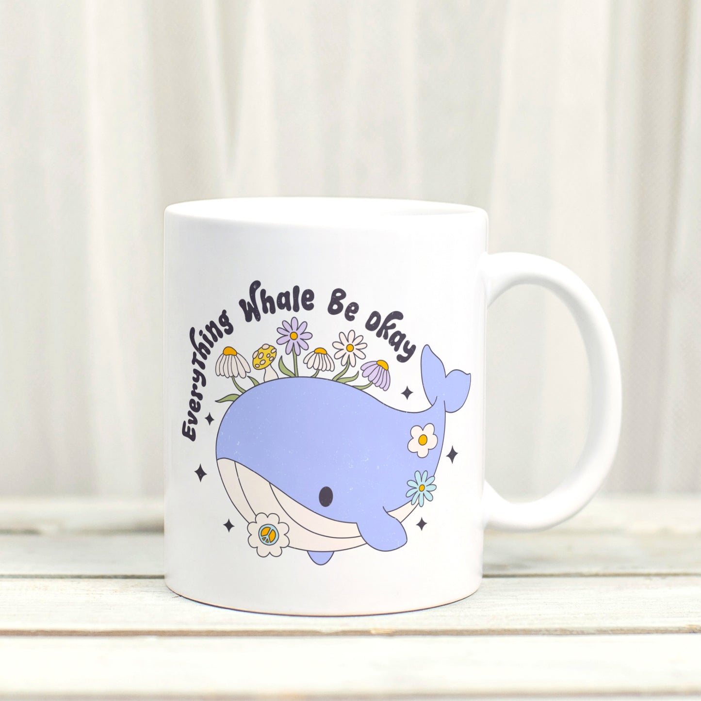 Everything Whale be Okay - Retro Mental Health Inspired Mug