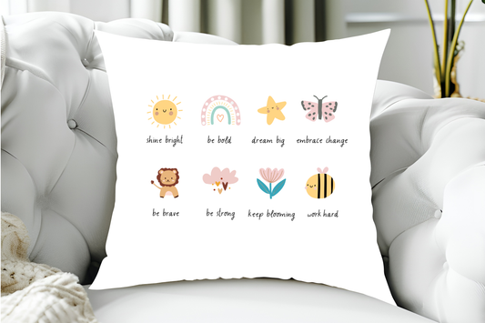 40x40cm Boho Affirmations  - Cute Pastel Self-Care Cushion