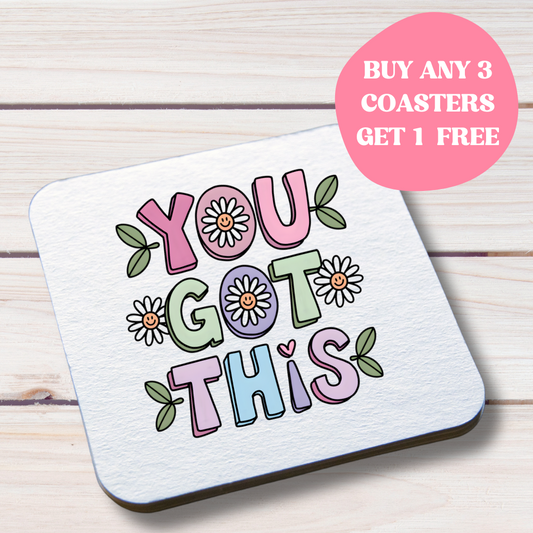 You Got This - Cute Retro Mental Health Inspired Coaster