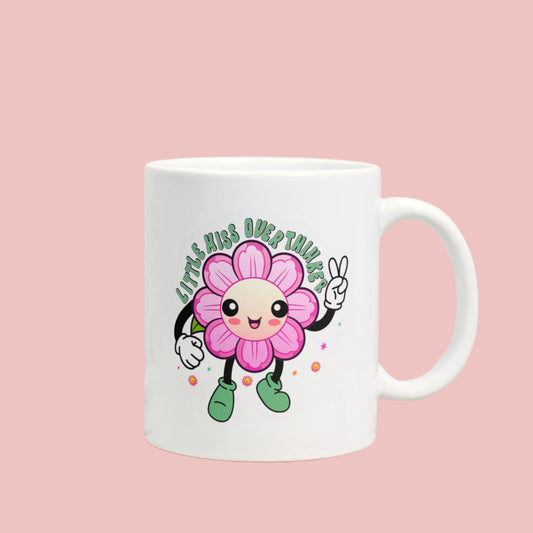 Little Miss Overthinker - Retro Cute Flower Mental Health Inspired Mug - ADHD Awareness