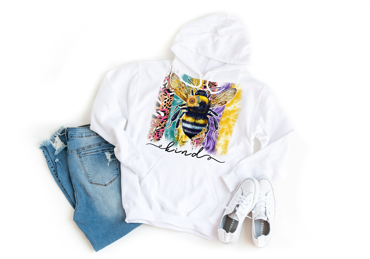 Bee Kind Watercolour Inspirational Hoodie