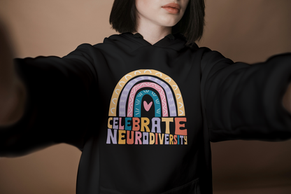 Celebrate Neurodiversity Retro Rainbow Inclusion Hoodie