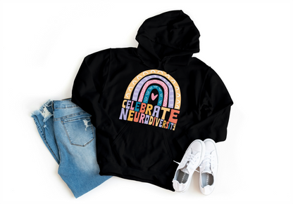 Celebrate Neurodiversity Retro Rainbow Inclusion Hoodie