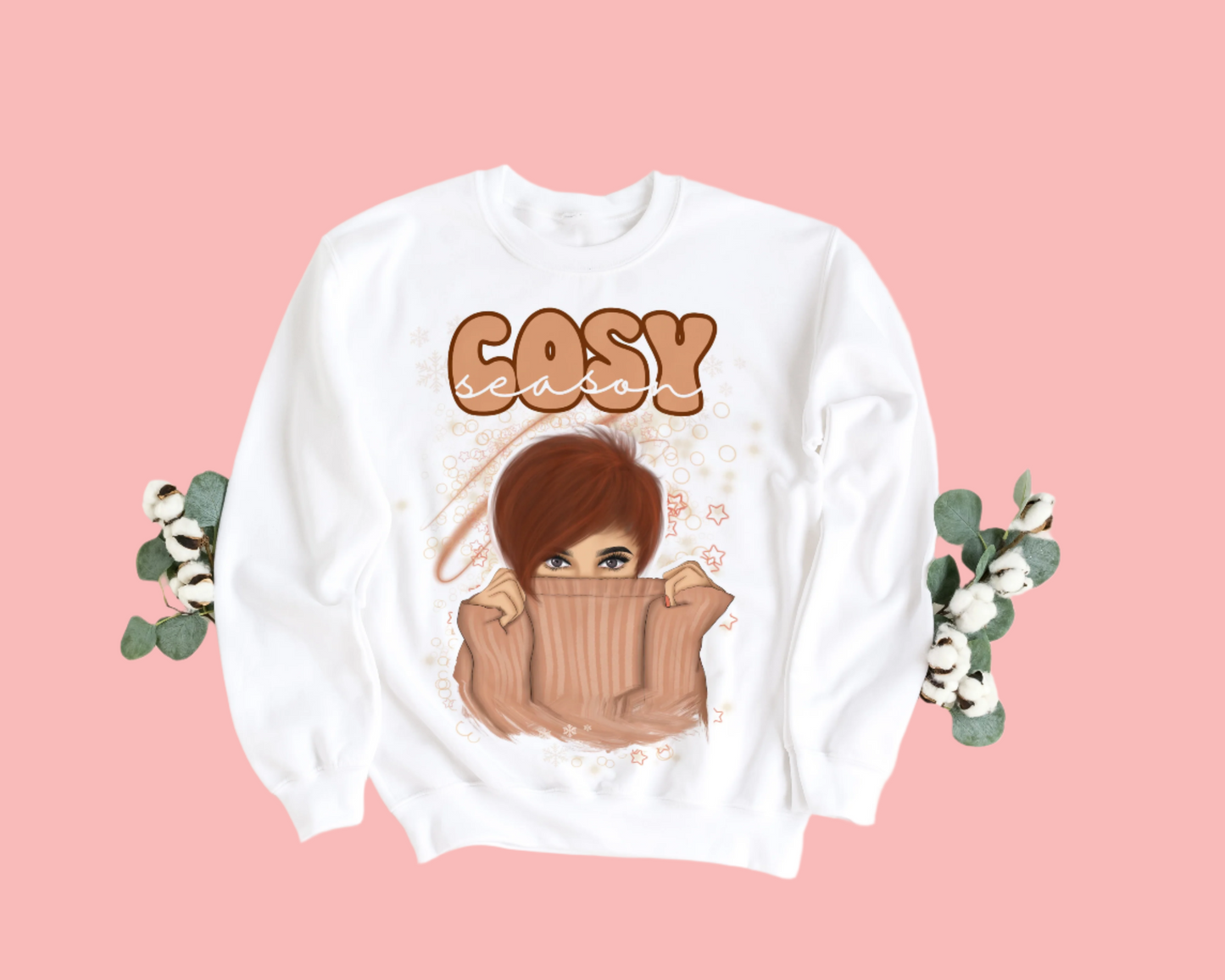 Cosy Season. Cosy Woman Peeking. Women's Crewneck Sweatshirt - 6 Options