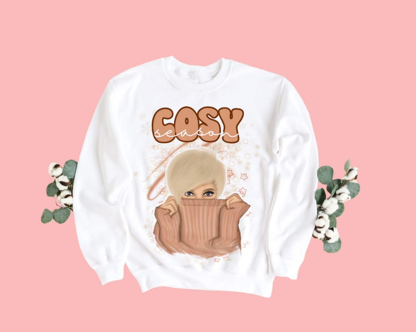 Cosy Season. Cosy Woman Peeking. Women's Crewneck Sweatshirt - 6 Options