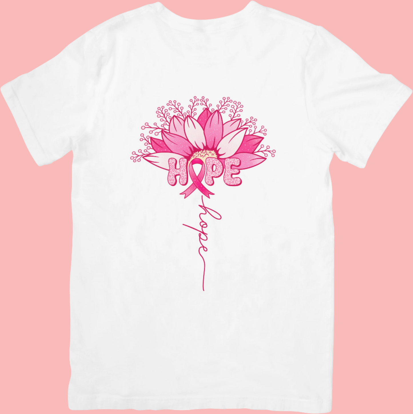 Hope - Cancer Awareness Women's Flower Inspirational Crew Neck T-Shirt