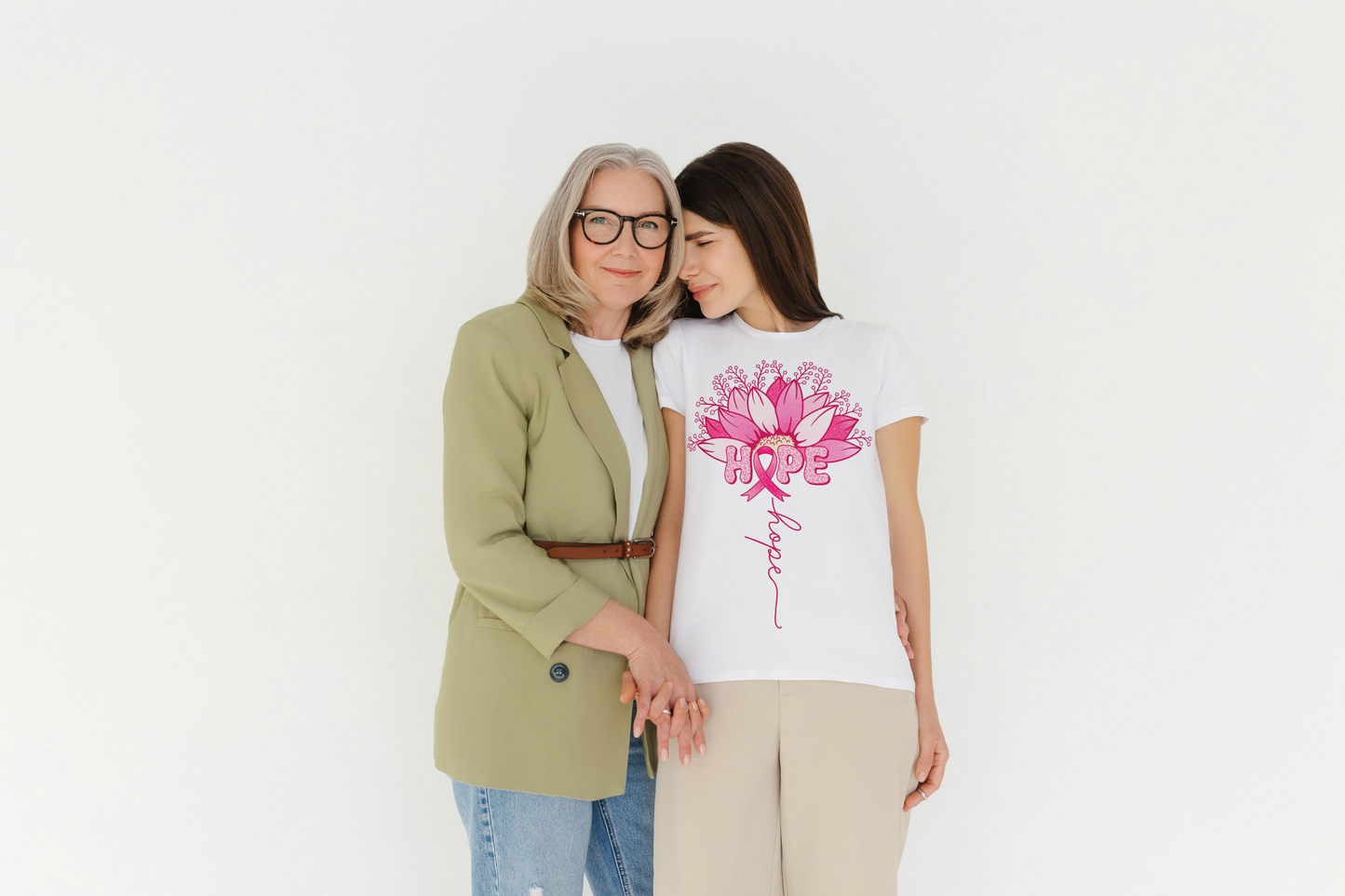 Hope - Cancer Awareness Women's Flower Inspirational Crew Neck T-Shirt