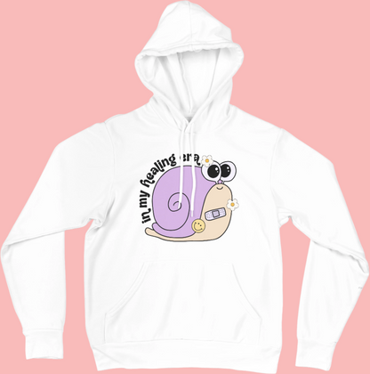 In My Healing Era. Cute Retro Snail Mental Health Inspired Hoodie