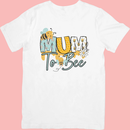 Mum To Bee  - Cute Bee Illustration Crew Neck Tshirt - Pregnancy, Expecting Mother