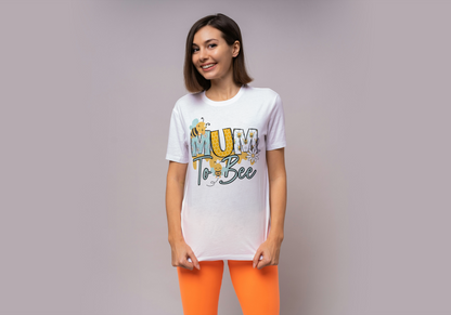 Mum To Bee  - Cute Bee Illustration Crew Neck Tshirt - Pregnancy, Expecting Mother