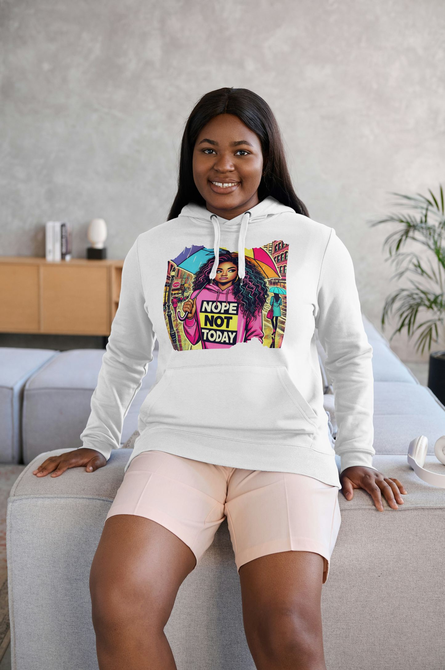 Nope Not Today - Afro Character Black Women's Mental Health Inspired Hoodie