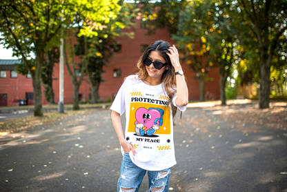 Protecting my Peace. Cute Retro Heart Mental Health Inspired T-Shirt