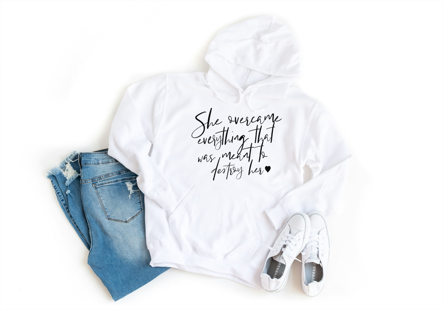 She Overcame Everything That Was Meant to Destroy Her - Women's Inspirational Mental Health Hoodie