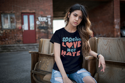 Spread Love Not Hate - Vintage Style Inspirational Crew Neck T-Shirt