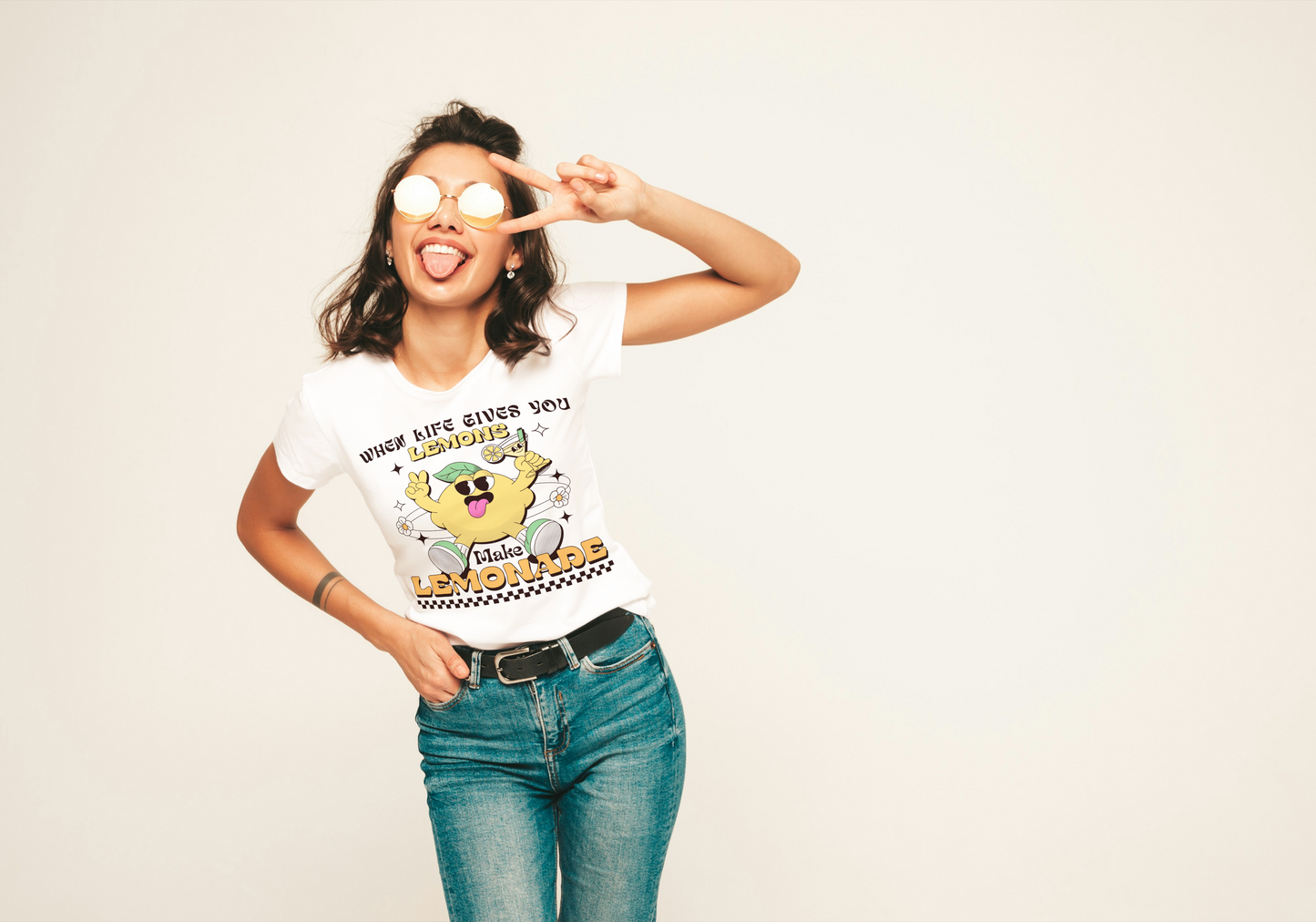 When Life Gives You Lemons - Cute Retro Mental Health Inspired Crewneck T-shirt