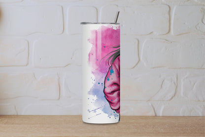 4 Options - 20oz Skinny Tumbler - I Am Strong - Stylish Woman Illustration. Mental Health Inspired